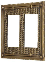Bungalow Style Double GFI Outlet Cover Plate In Antique Brass.